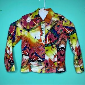 Women’s size 1 Chico’s Vibrant colorful jacket pre owned like new.